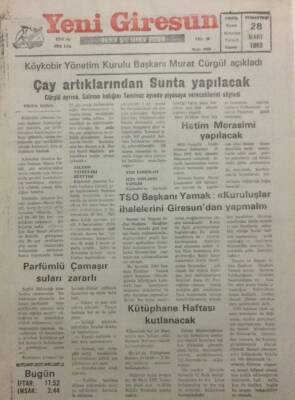 Yeni Giresun Gazetesi 28 Mart 1992 - Çay Artıklarından Sunta Yapılacak GZ34576 - 1