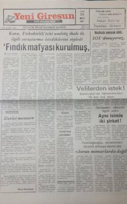 Yeni Giresun Gazetesi 28 Mart 1997 Fındık Mafyası GZ26015 - 1