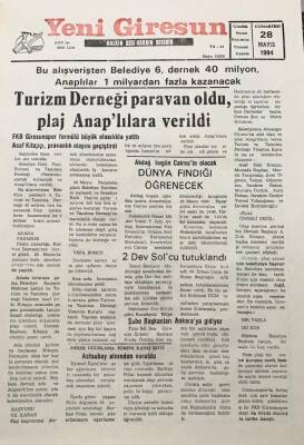 Yeni Giresun Gazetesi 28 Mayıs 1994Asaf Zeki Kitapçı Paravanlık Olayını Geçiştirdi GZ25977 - 1