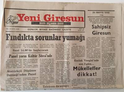 Yeni Giresun Gazetesi 28 Mayıs 1999 - Fındıkta Sorunlar Yumağı GZ28613 - 1