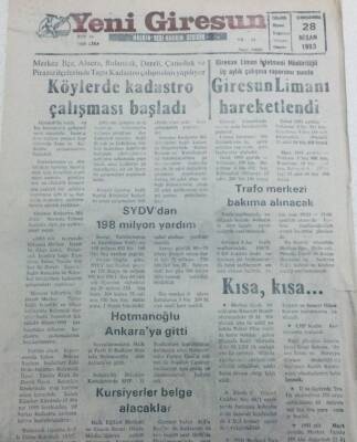 Yeni Giresun Gazetesi 28 Nisan 1993 - Köylerde Kadastro Çalışması Başladı GZ40707 - 1