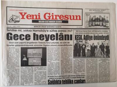 Yeni Giresun Gazetesi 28 Nisan 2007 - Gece Heyelanı GZ28769 - 1