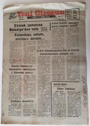 Yeni Giresun Gazetesi - 28 Ocak 1992 - Ekmek Zammına Belediyeden Veto - GZ43883 - 1