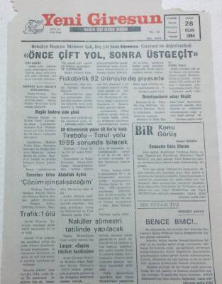 Yeni Giresun Gazetesi 28 Ocak 1994 - Fiskobirlik 92 Ürünüyle Dış Piyasada GZ41036 - 1
