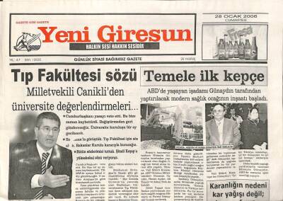 Yeni Giresun Gazetesi 28 Ocak 2006 - Tıp Fakültesi Sözü GZ108480 - 1