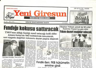 Yeni Giresun Gazetesi 29 Eylül 2006 - Fındığı Kokusu Sattıracak GZ107798 - 1