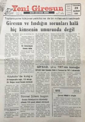 Yeni Giresun Gazetesi 29 Haziran 1996 Karadeniz Bölge Toplantısına Ne Hükümet Yetkilisi Ne De Bir Milletvekili Katılmadı GZ30541 - 1