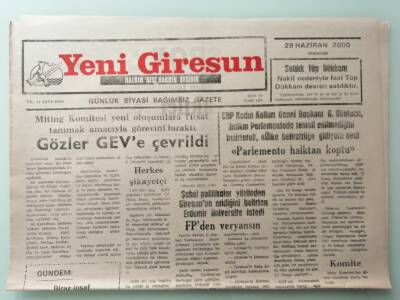 Yeni Giresun Gazetesi 29 Haziran 2000- Miting Komitesi Yeni Oluşumlara Fırsat Tanımak Amacıyla Görevini Bıraktı -GZ33105 - 1