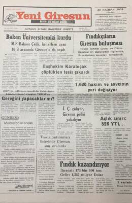 Yeni Giresun Gazetesi 29 Haziran 2005 Bakan Üniversitemizi Kurdu GZ25666 - 1