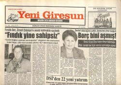 Yeni Giresun Gazetesi 29 Kasım 2006 - Fındık-Sen Fındık Yine Sahipsiz GZ101817 - 1