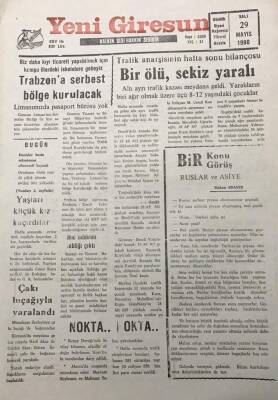 Yeni Giresun Gazetesi 29 Mayıs 1990Biz Daha Kıyı Ticareti Yapabilmek İçin Komşu İllerdeki İskelelere Gebeyiz GZ30076 - 1