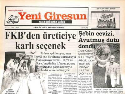 Yeni Giresun Gazetesi 29 Mayıs 2006 - FKBden Üreticiye Karlı Seçenek GZ108650 - 1