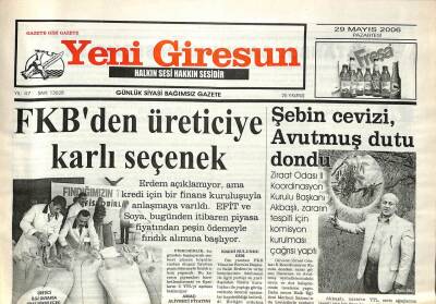 Yeni Giresun Gazetesi 29 Mayıs 2006 - FKBden Üreticiye Karlı Seçenek GZ97217 - 1