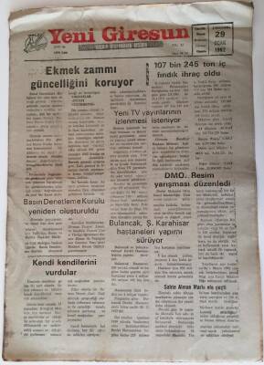Yeni Giresun Gazetesi - 29 Ocak 1992 - Ekmek Zammı Güncelliğini Koruyor - GZ43884 - 2