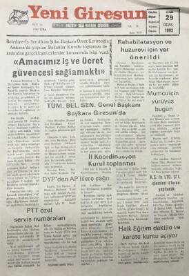 Yeni Giresun Gazetesi 29 Ocak 1993Memur Telefonda Jetonla Konuşacak GZ30673 - 1