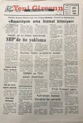 Yeni Giresun Gazetesi 29 Ocak 1994Mehmet Işık Başarılıyım Ama Hizmet Bitmiyor GZ30023 - 1