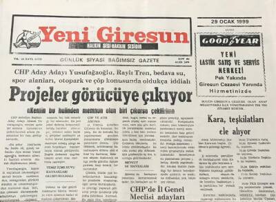 Yeni Giresun Gazetesi 29 Ocak 1999 Şefik Aydın DSPden Aday Adayı GZ30304 - 1