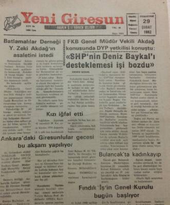 Yeni Giresun Gazetesi 29 Şubat 1992 - Kızı İğfal Etti GZ35438 - 1