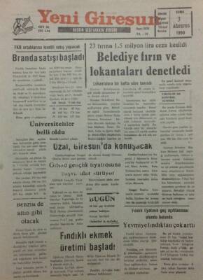 Yeni Giresun Gazetesi 3 Ağustos 1990 - Özal Giresunda Konuşacak GZ32133 - 1