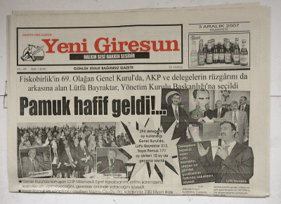 Yeni Giresun Gazetesi 3 Aralık 2007 - Pamuk Hafif Geldi!.. GZ7597 - 1