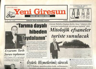 Yeni Giresun Gazetesi 3 Aralık 2011 - Tarıma Dayalı Hibeden Faydalanın GZ108928 - 1