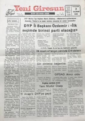 Yeni Giresun Gazetesi 3 Haziran 1996Giresunsporda Dış Transfer Çalışmaları GZ30388 - 1