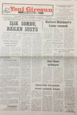 Yeni Giresun Gazetesi 3 Haziran 2005 Giresunsporun Resmi Borcu 512 Milyar Lira GZ26035 - 1