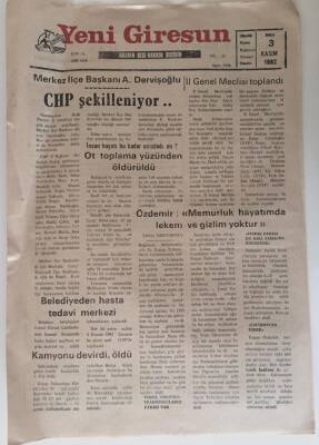 Yeni Giresun Gazetesi 3 Kasım 1992 - CHP Şekilleniyor ... GZ31068 - 1