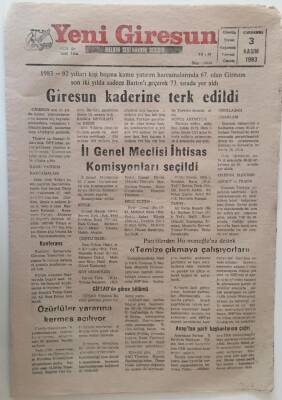 Yeni Giresun Gazetesi 3 Kasım 1993 - Giresun Kaderine Terk Edildi GZ31061 - 1