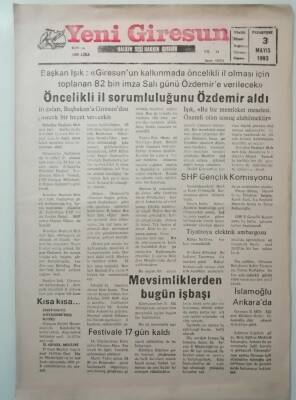 Yeni Giresun Gazetesi 3 Mayıs 1993 Trabzonda Raylı Taşımacılık Sistemi -GZ33299 - 1