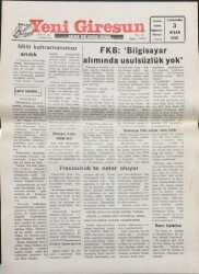 Yeni Giresun Gazetesi 3 Nisan 1996-FKB Bilgisayar Alımında Usulsüzlük Yok GZ14038 - 2