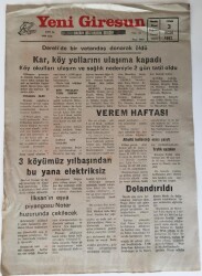Yeni Giresun Gazetesi - 3 Ocak 1992 - Verem Haftası GZ43837 - 1