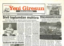 Yeni Giresun Gazetesi 30 Ağustos 2006 - Türk Ulusu Dimdik GZ101866 - 2