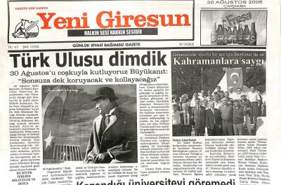 Yeni Giresun Gazetesi 30 Ağustos 2006 - Türk Ulusu Dimdik GZ108614 - 1