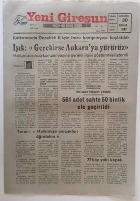 Yeni Giresun Gazetesi 30 Aralık 1992 - Işık Gerekirse Ankaraya Yürürüz GZ31114 - 1