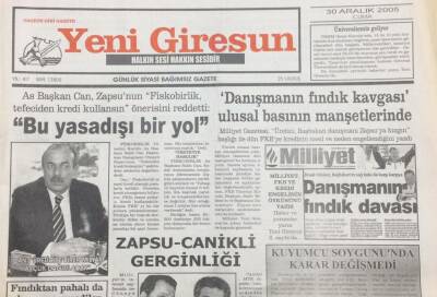 Yeni Giresun Gazetesi 30 Aralık 2005 Zapsu-Canikli Gerginliği GZ30904 - 1