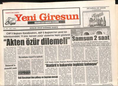 Yeni Giresun Gazetesi 30 Aralık 2006 - Giresunsporda Bayram Molası GZ107988 - 1