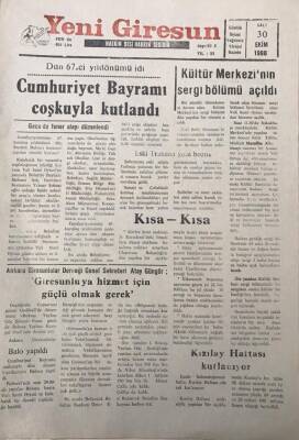 Yeni Giresun Gazetesi 30 Ekim 1990 Atay Güngör Giresunluya Hizmet İçin Güçlü Olmak Gerek GZ30133 - 1