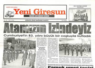Yeni Giresun Gazetesi 30 Ekim 2006 - DSP Onurumuzun Kaynağı Cumhuriyettir GZ107932 - 1