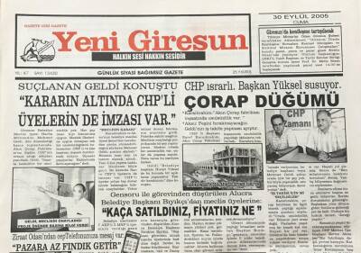 Yeni Giresun Gazetesi 30 Eylül 2005 Çorap Düğümü GZ30333 - 1