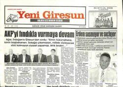 Yeni Giresun Gazetesi 30 Eylül 2006 - Ağar AKPyi Fındıkla Vurmaya Devam GZ101875 - 1