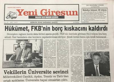 Yeni Giresun Gazetesi 30 Kasım 2005 Üniversite Fabrika Gibi GZ30179 - 1