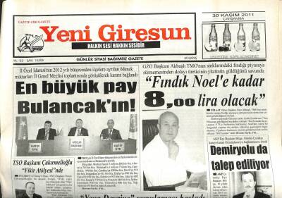Yeni Giresun Gazetesi 30 Kasım 2011 - En Büyük Pay Bulancakın GZ108931 - 1