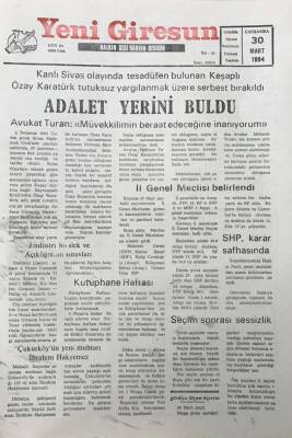 Yeni Giresun Gazetesi 30 Mart 1994 İl Genel Meclisi Belirlendi GZ25959 - 1