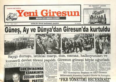 Yeni Giresun Gazetesi 30 Mart 2006 - FKB Yönetimi Beceriksiz GZ108856 - 1