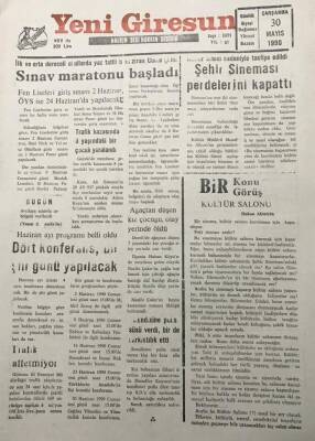 Yeni Giresun Gazetesi 30 Mayıs 1990Şehir Sineması Perdelerini Kapattı GZ30077 - 1