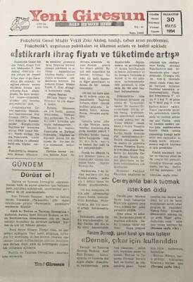 Yeni Giresun Gazetesi 30 Mayıs 1994Turizm Derneği Genel Kurul İçin İmza TopluyorDernek Çıkar İçin Kullanıldı GZ25978 - 1
