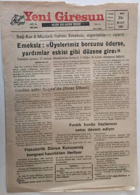 Yeni Giresun Gazetesi 30 Nisan 1991 - Fiskobirlik Dünya Kuruyemiş Kongresi Hazırlıkları İlerliyor GZ31156 - 1