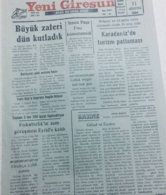 Yeni Giresun Gazetesi 31 Ağustos 1990 - Karadeniz de Turizm Patlaması GZ40710 - 1