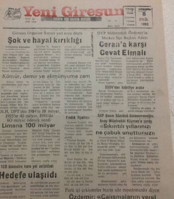 Yeni Giresun Gazetesi 31 Ağustos 1993 - Kurultay Öncesi Son Tur GZ35467 - 1